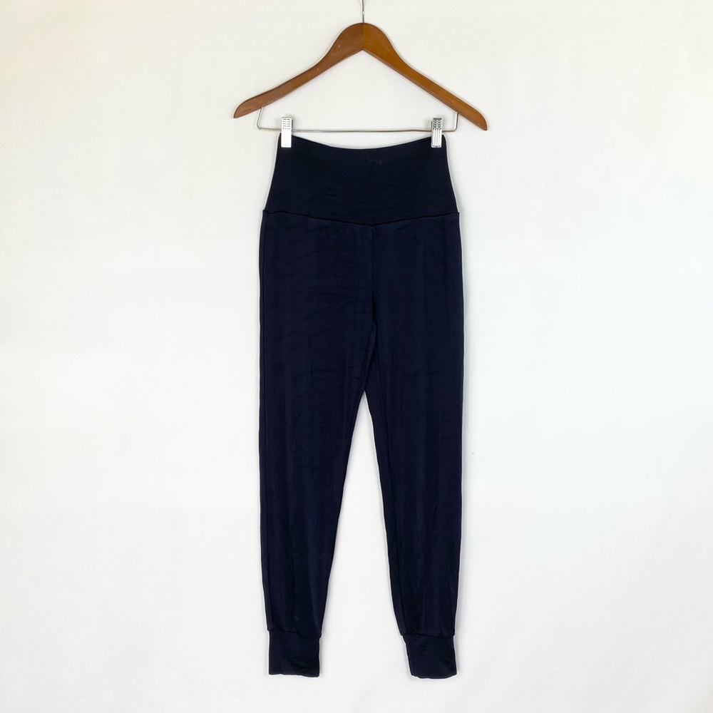 ROYL NYC Sheen Legging Pants High Waist Luxury Loungewear Navy Size Xs‎ Stretch